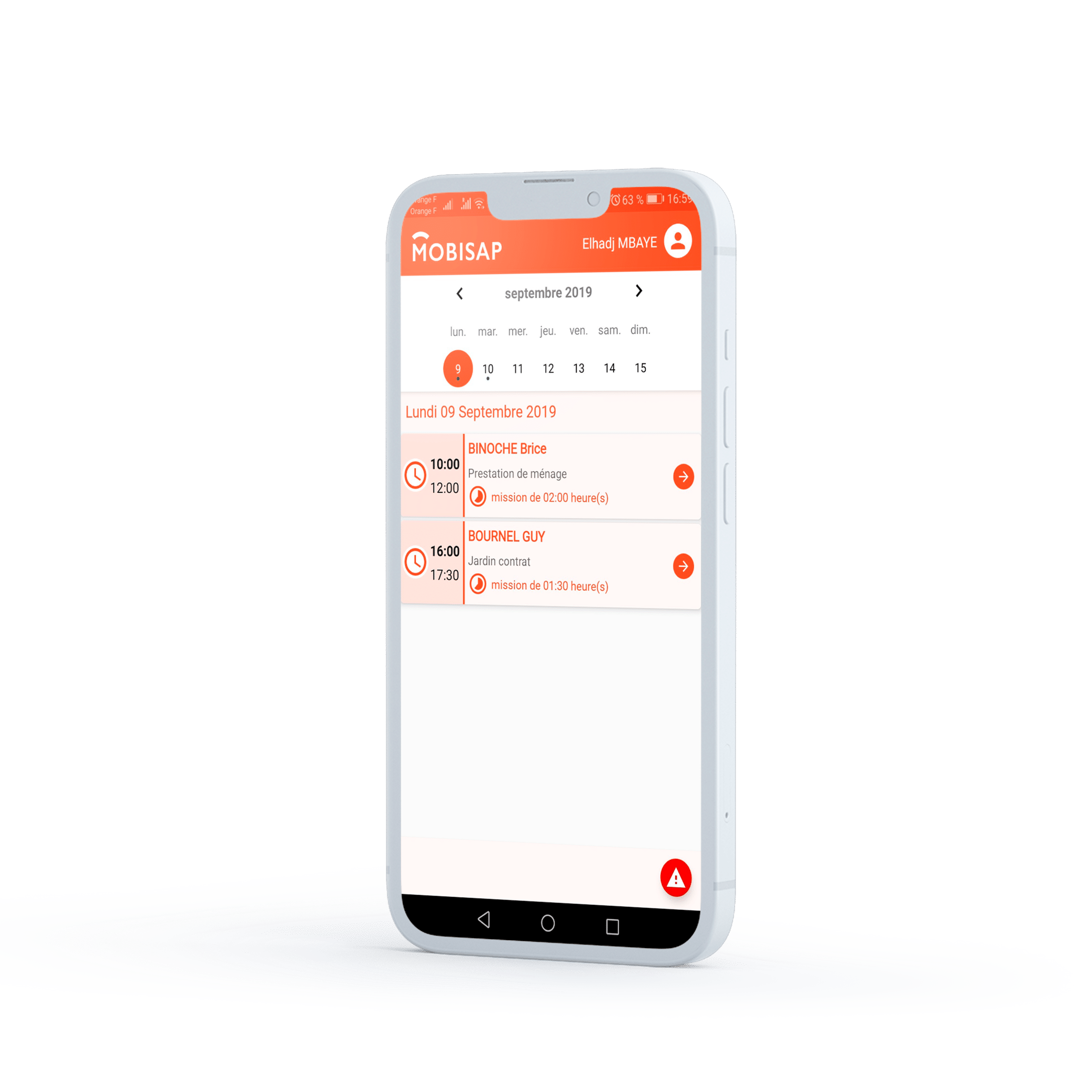 Aplicaciones móviles de Progisap: Aplicación móvil de control de presencia Mobisap para servicios personales y asistencia domiciliaria